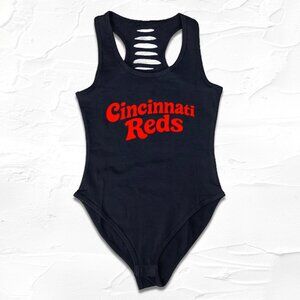 Red Baseball Team womens bodysuit, Red Team Gift, Baseball MOM, Cincinnati Fan